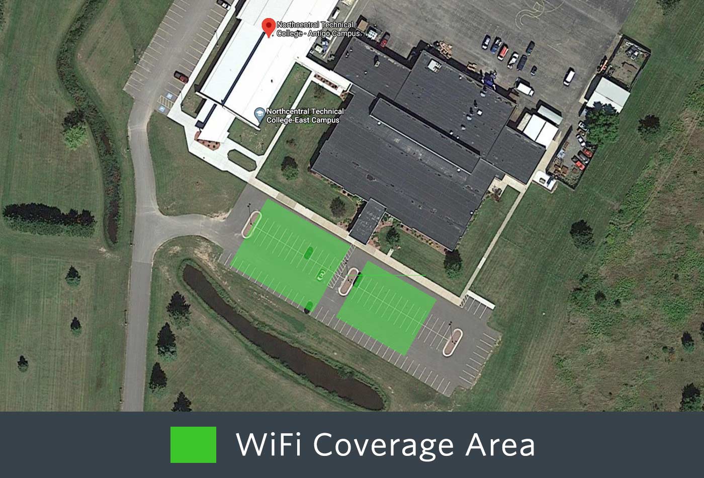 Outdoor WiFi coverage of the front of the Antigo Campus