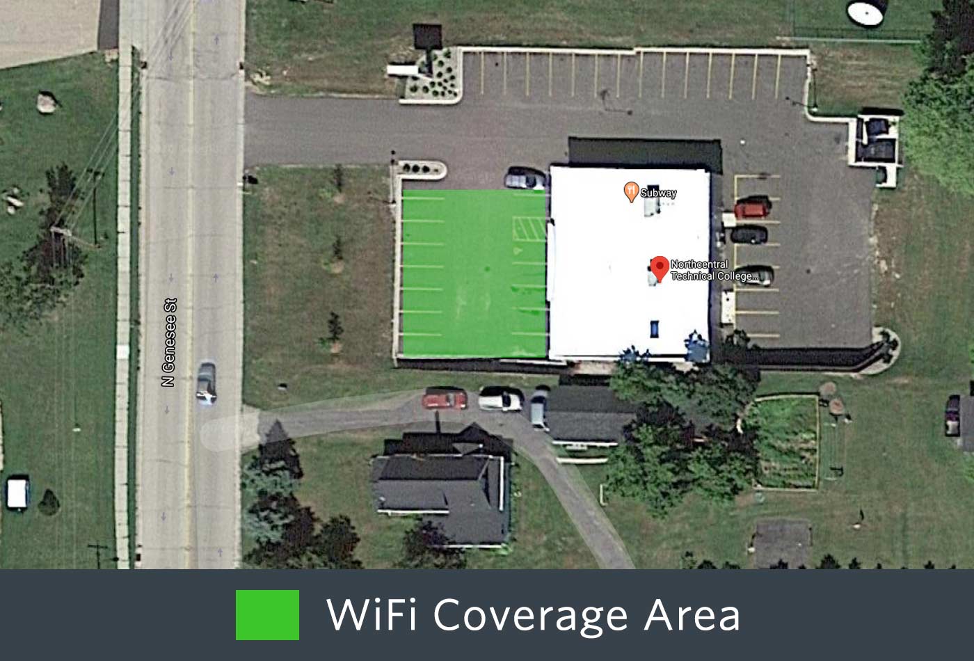 Outdoor WiFi coverage of the front of the Wittenberg Campus