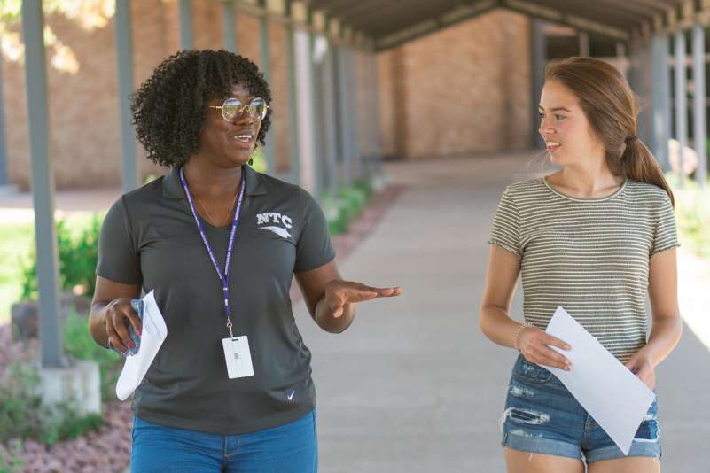 A new student goes on a campus tour at the NTC Wausau campus.